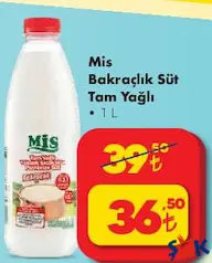 MİS BAKRAÇLIK SÜT TAM YAĞLI 1 L